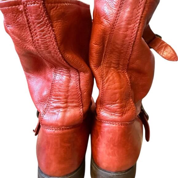 Vintage Frye Veronica Short Moto Engineer Boot Red Leather Women size 9.5 - Picture 5 of 7